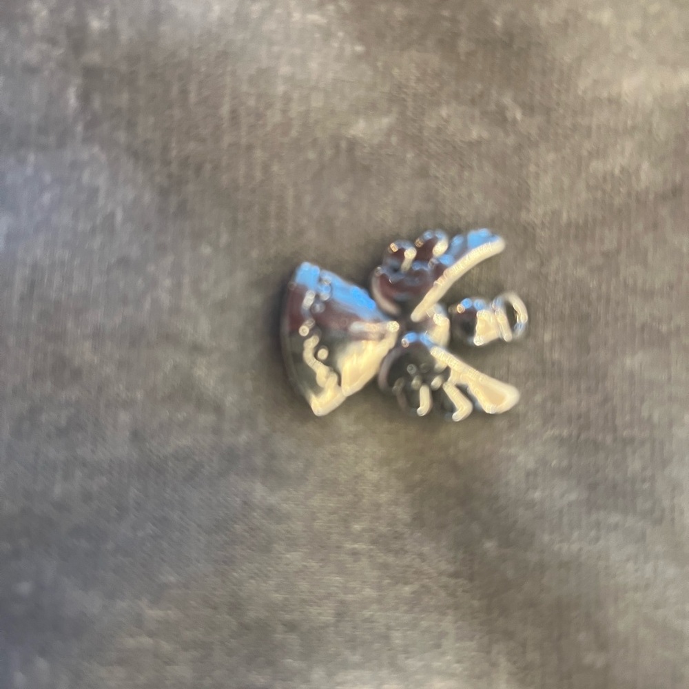 Vintage Silver Tone Angel Charm Small Figural Pendant